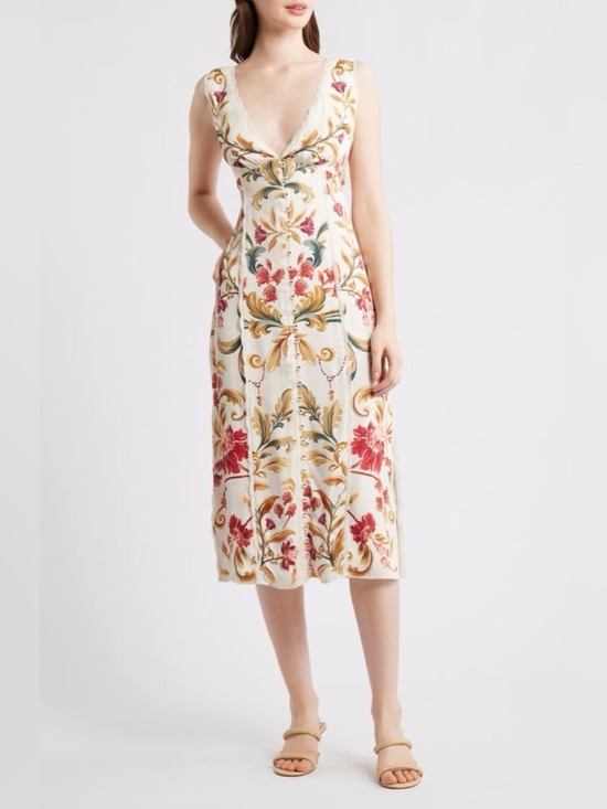 FARM Rio Dresses & Skirts - Farm Rio Royal Garden Print Sleeveless Satin Dress